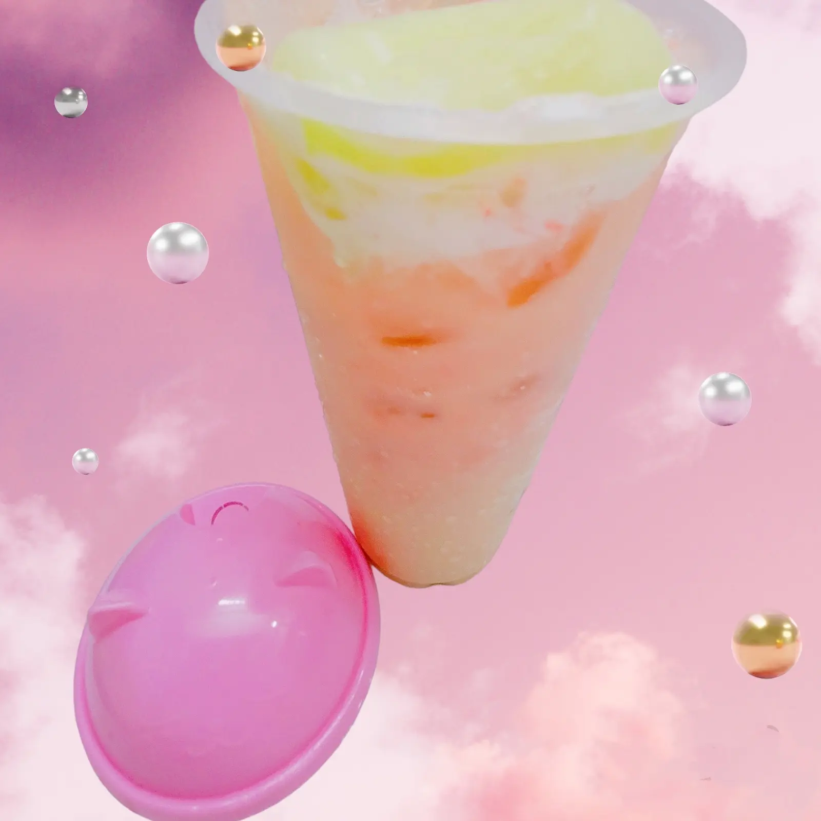 Hình ảnh Trà Sữa Hoa Anh Đào, Kem Bánh Mochi Vani Trắng (700ml)