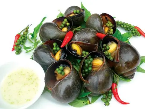 Hình ảnh Ốc bươu hấp tiêu xanh