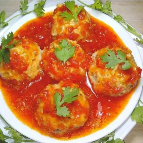 Hình ảnh xíu mại sốt cà 