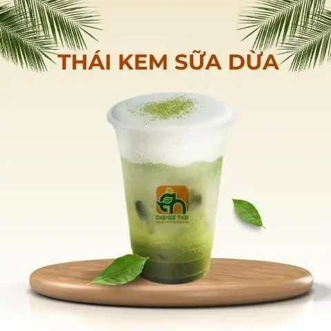 Hình ảnh Trà sữa thái xanh kem sữa dừa