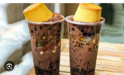 Hình ảnh milo dầm trân châu + bánh plan