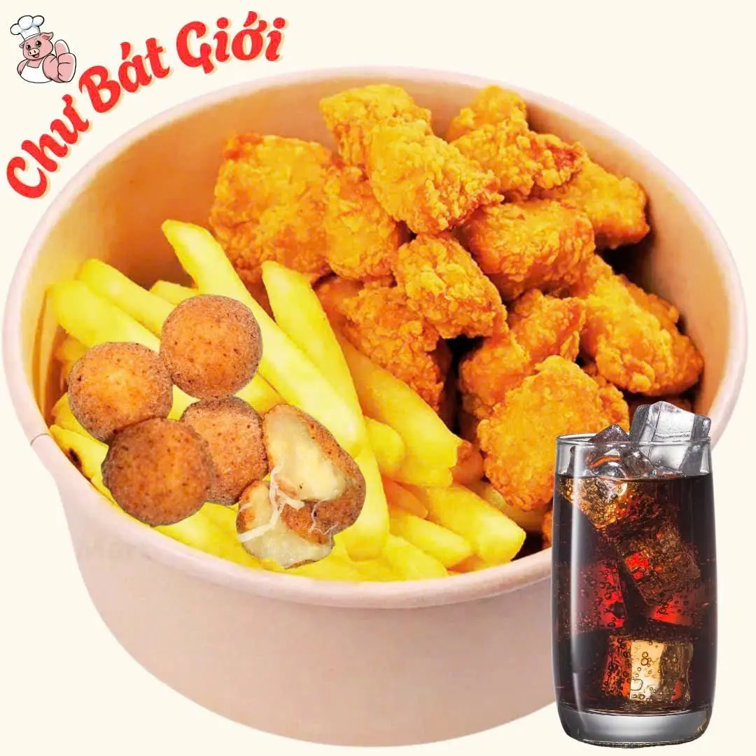 Hình ảnh Combo 4 - Gà Viên + Khoai + Nước + Khoai Phô Mai 1c