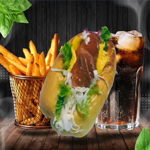 Hình ảnh Combo hotdog cheese - coca - khoai tây chiên