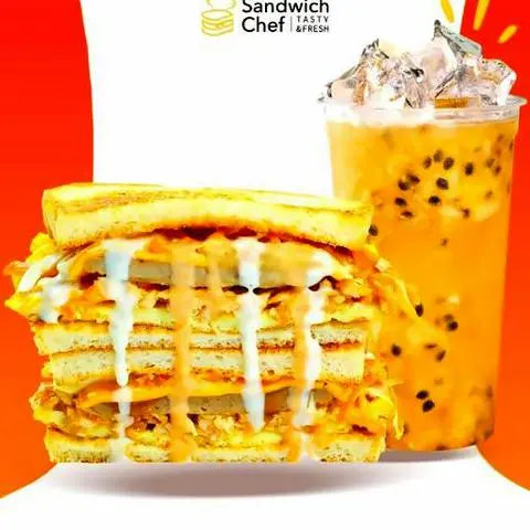 Hình ảnh Sandwich Bò Gà Phô Mai 2 Loại & Nước Chanh Dây  -  ĐẶC BIỆT - Beef, Chicken & Double Cheese Sandwich + Passion Fruit Juice