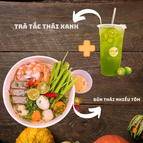 Hình ảnh Combo bún thái tôm - trà tắc thái xanh