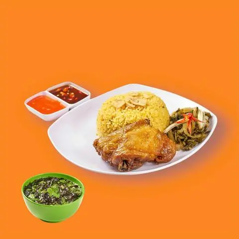 Hình ảnh Cơm gà mắm tỏi má đùi lớn - 01 sâm lạnh