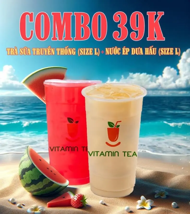 Hình ảnh Combo 41K (Trà sữa truyền thống size L + Nước ép dưa hấu size L)