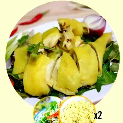 Hình ảnh 1/2 gà chặt kèm cơm