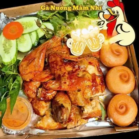 Hình ảnh Gà nướng mắm nhĩ kèm 4 bánh bao