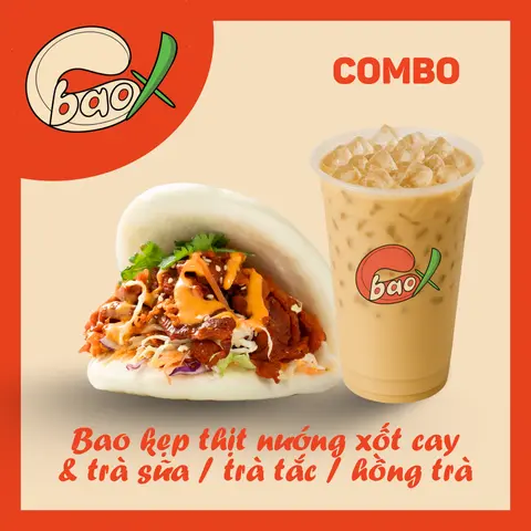 Hình ảnh Bao kẹp thịt nướng xốt cay & Trà