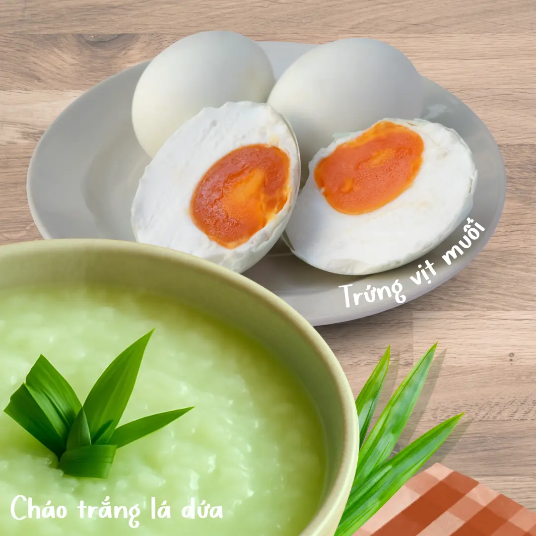 Hình ảnh Cháo Trắng Lá Dứa + 1 Trứng Vịt Muối