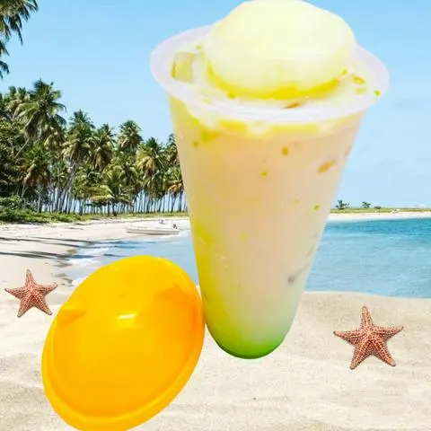 Hình ảnh Trà Sữa Sốt Cốm, Dừa Sợi Phú Sĩ, Kem Bánh Mochi Vani Trắng (700ml)
