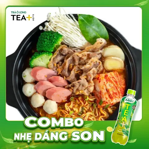 Hình ảnh Combo Mì Kim Chi Bò Mỹ + olong xanh