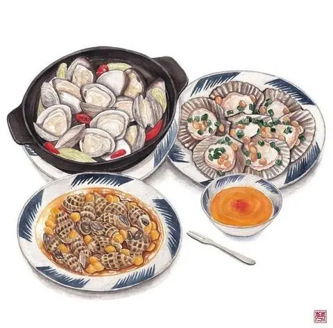 Hình ảnh Bao tử cá xào sate tóp mỡ- ốc bông xào bắp bơ- ca na cháy tỏi