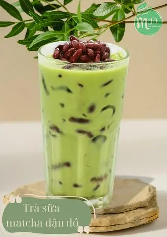 Hình ảnh Trà sữa matcha đậu đỏ (trà xanh đậu đỏ)