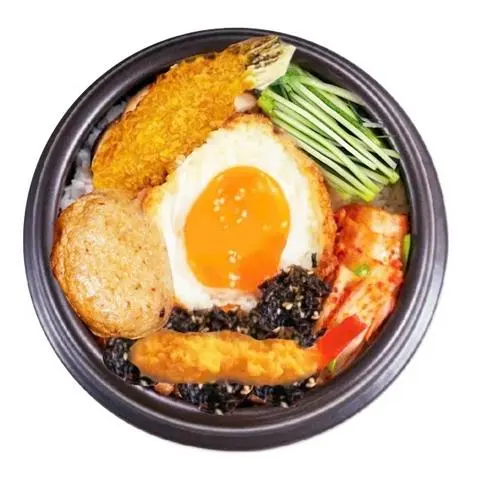 Hình ảnh Cơm trộn.2 mực xù 1 TRỨNG CHIÊN, kim chi.