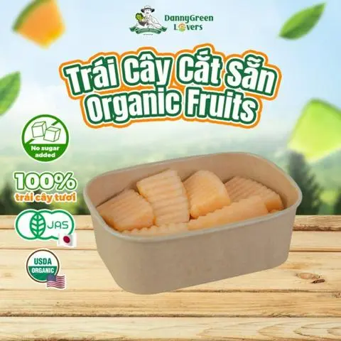 Hình ảnh Dưa Lưới Hữu Cơ Hằng Nga Cắt Sẵn Hộp 300Gr