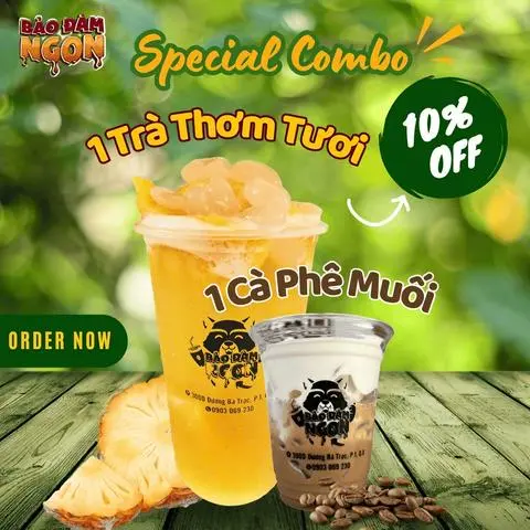 Hình ảnh COMBO 1 Trà Thơm Hạt Đác + 1 Cà Phê Muối Huế size Nhỏ 330ml