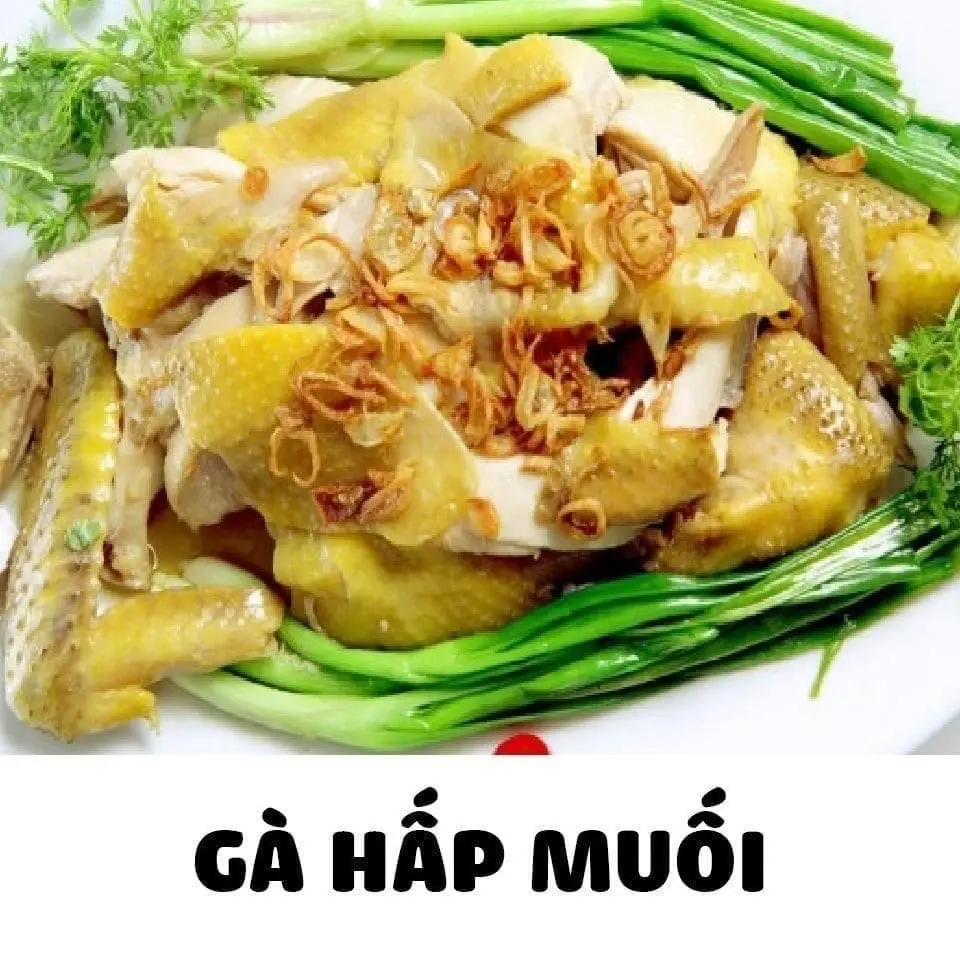 Hình ảnh gà nguyên con hấp muối 
