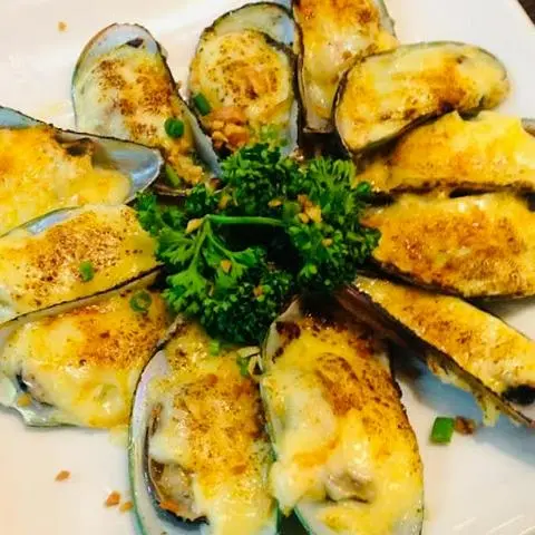 Hình ảnh vẹm xanh nướng phô mai