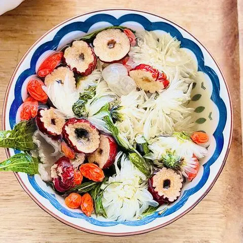 Hình ảnh Trà Long Nhãn mix Bạch Cúc (Trà thảo mộc nóng -Không đá)