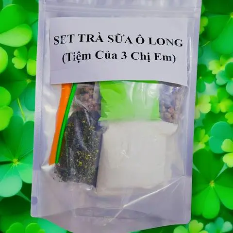 Hình ảnh Set Trà Sữa Ô Long (25 - 40 Ly) Tặng Pudding, Muỗng, Ống Hút Tiệm 3 Chị Em