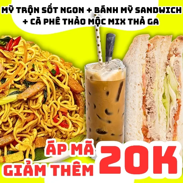 Hình ảnh Mỳ TrộnSốt Ngon + Bánh Mỳ Sandwich + Cà Phê Thảo Mộc Mix Thả Ga 