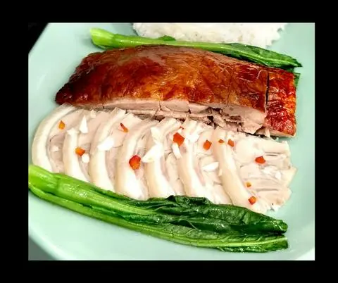 Hình ảnh Cơm 2 món ngỗng lăn - Rolled goose double combo rice - 碌鵝雙拼飯