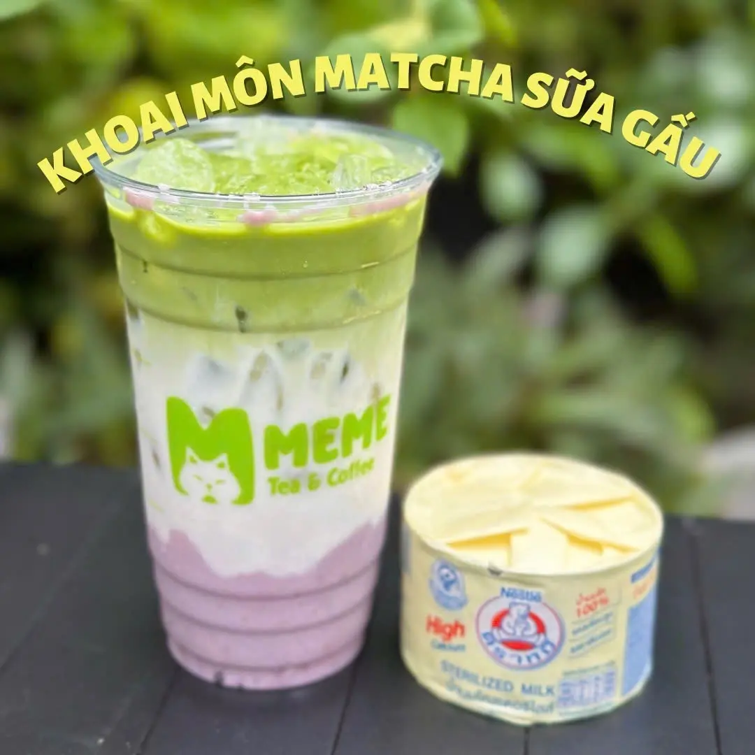Hình ảnh Khoai môn latte sữa gấu mix matcha