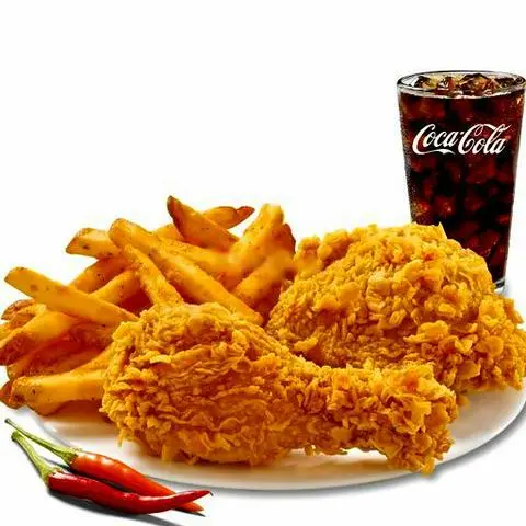 Hình ảnh Đùi gà Khoai Tây Kèm Nước Ngọt