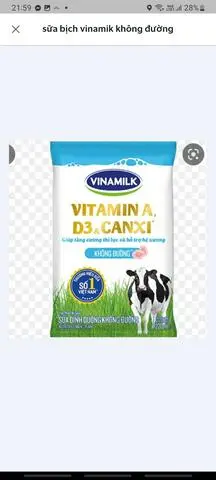 Hình ảnh sữa bịch vinamik không đường