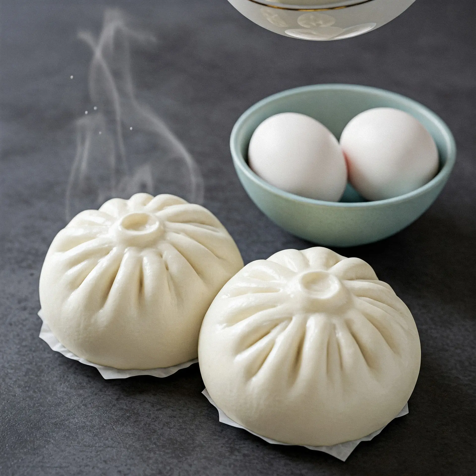 Hình ảnh Set 2 bánh bao + 2 trứng lòng đào