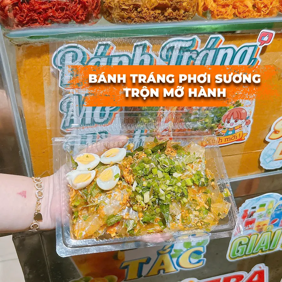 Hình ảnh Bánh Tráng Phơi Sương Trộn Mỡ Hành