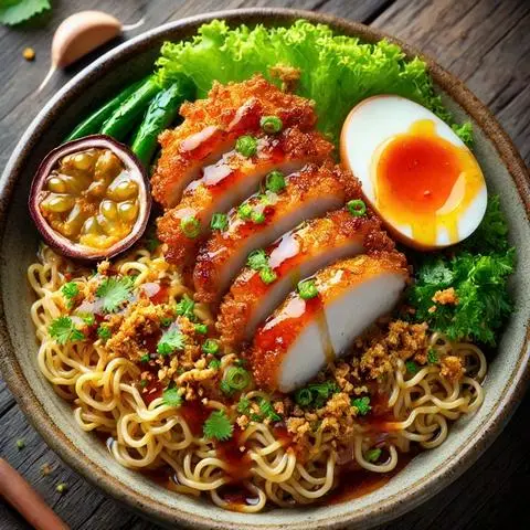 Hình ảnh Mì trộn gà chiên sốt Chanh dây