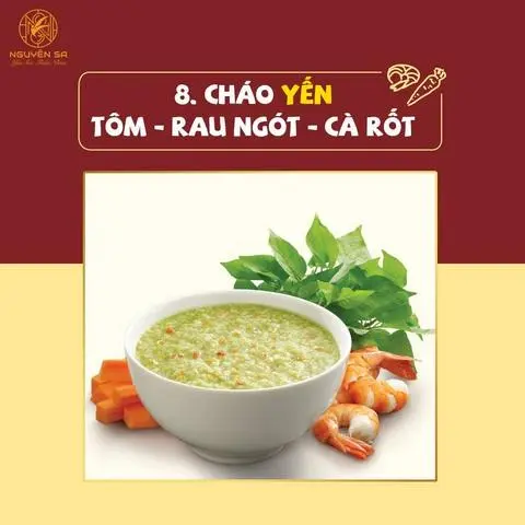 Hình ảnh Cháo yến - tôm - rau ngót - cà rốt