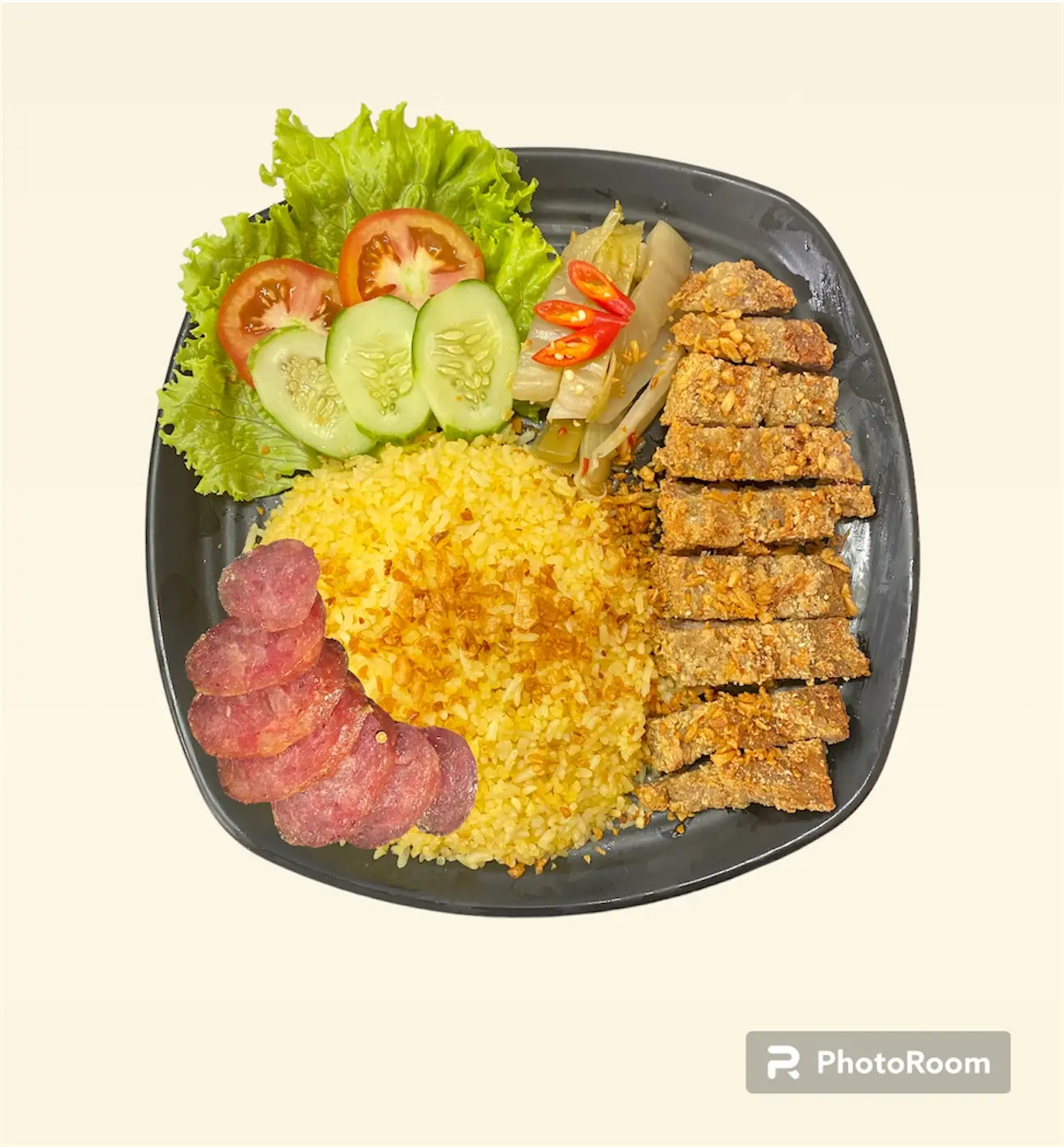 Hình ảnh Cơm ba rọi chiên giòn + lạp xưởng