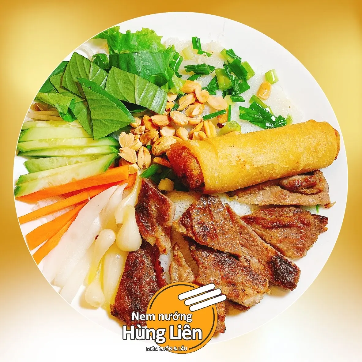 Hình ảnh Bánh hỏi thịt nướng mật ong + chả giò