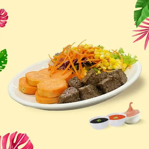 Hình ảnh Khoai lang hấp + bò nướng