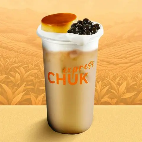 Hình ảnh Trà Lài Sữa Bánh Flan Size L + 1 Phần Trân Châu Đen