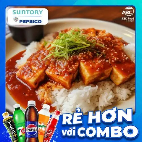 Hình ảnh Combo Cơm đậu hũ sốt cà + nước ngọt