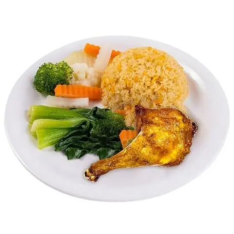 Hình ảnh Cơm đảo đùi gà quay - chỉ tỏi gà
