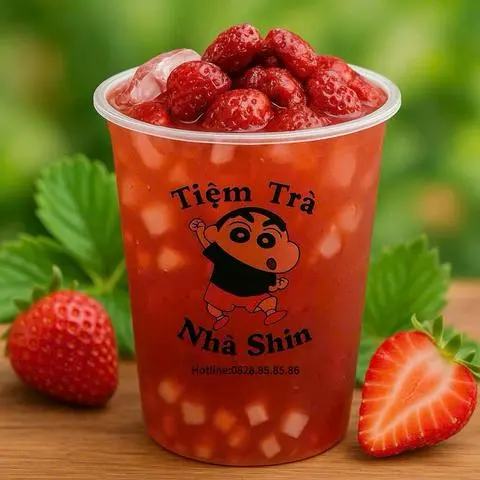 Hình ảnh Trà Dâu Tươi Thạch Trái Cây Trân Châu
