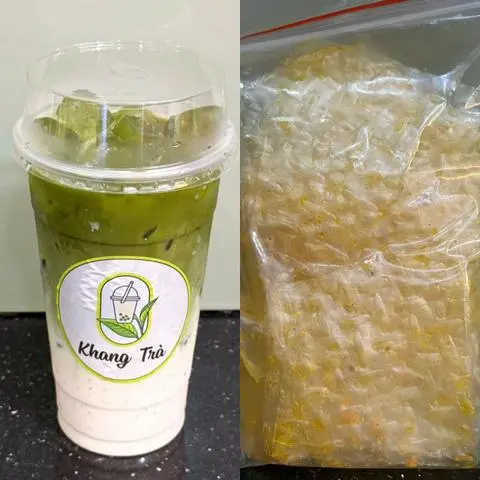 Hình ảnh Matcha latte size M+ Bánh tráng tỏi