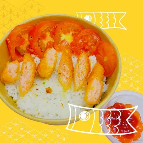 Hình ảnh Cơm Nem Chua Rán Phố Cổ (3 Cây) (ST25) Cắt Sẵn + Kèm Tương Ớt, Cà, Cà Chua