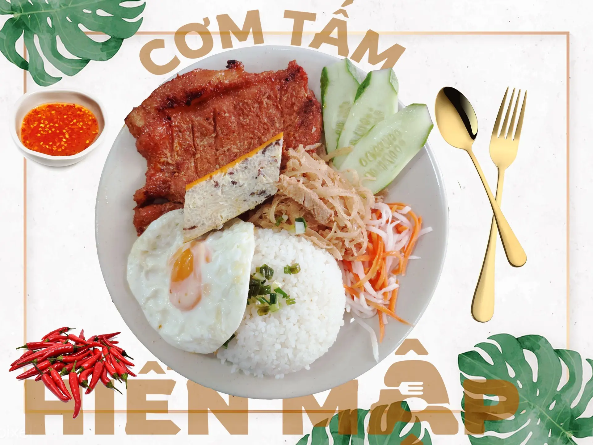 Hình ảnh Cơm sườn bì chả trứng