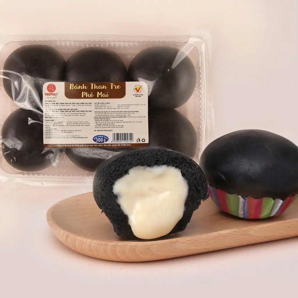 Hình ảnh Bánh Bao Than Tre Phô Mai (Gói 4 cái)