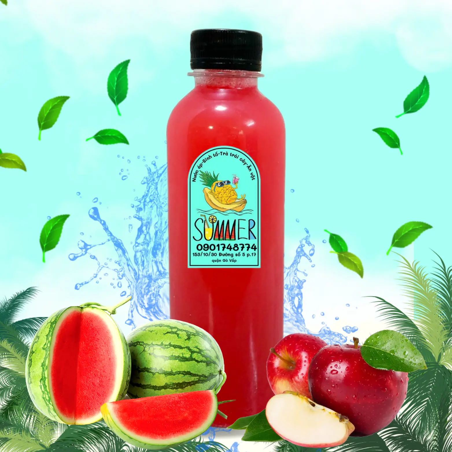 Hình ảnh Nước Ép Táo - Dưa Hấu Chai 330ml 