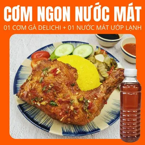 Hình ảnh 1 Cơm Gà Delichi (Đùi Lớn Góc Tư) + 1 Nước Mát Ướp Lạnh