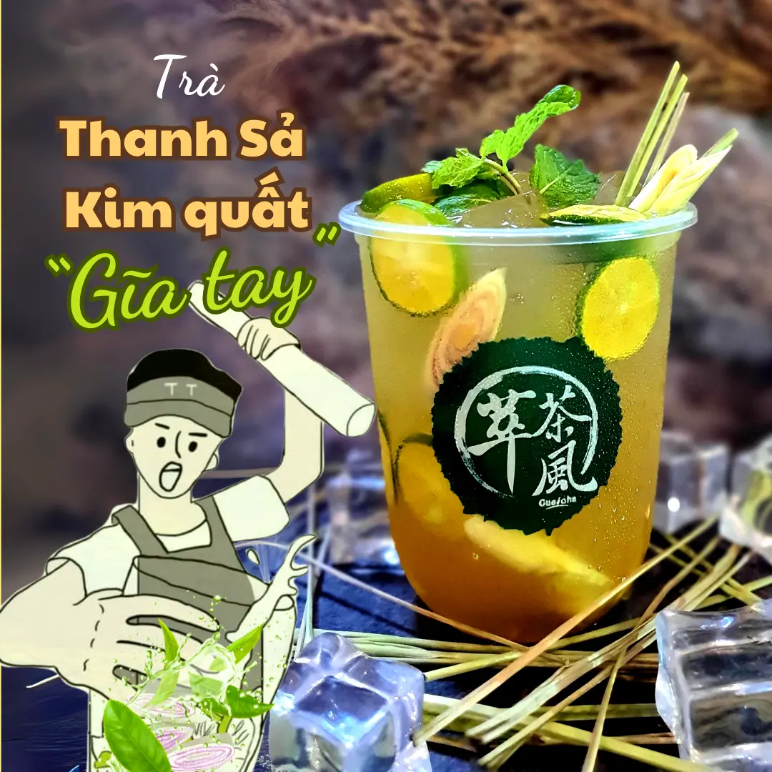 Hình ảnh Trà Thanh Sả Kim quất "Giã tay"
