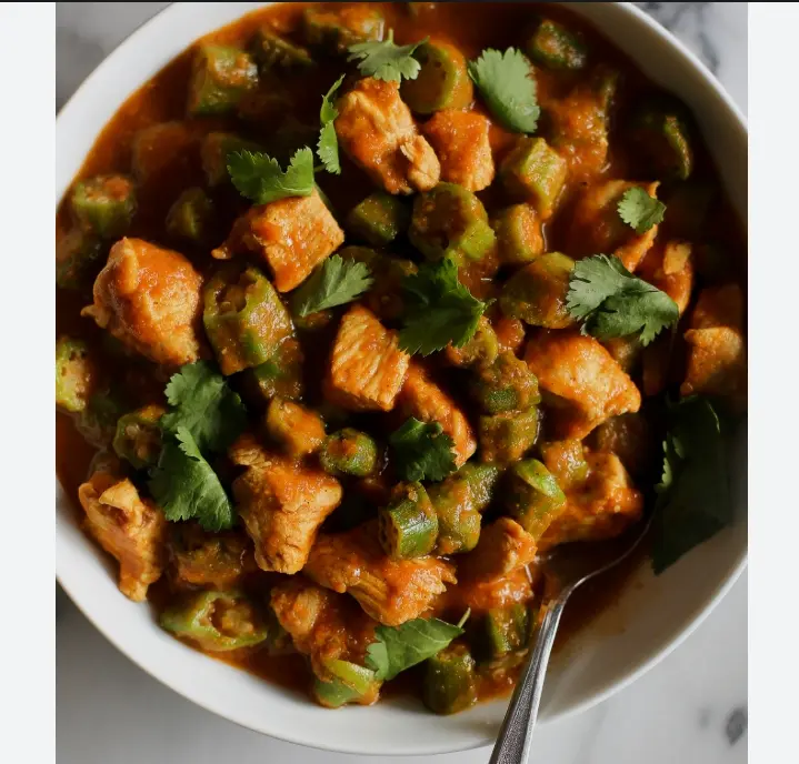 Hình ảnh chicken bhindi masala + 1 kulcha bread